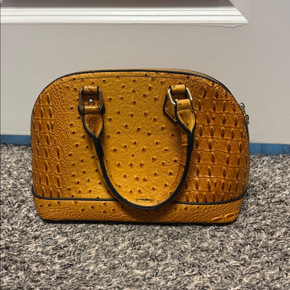 Stylish Mustard Yellow Textured Handbag